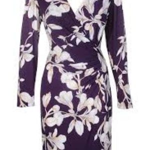 American Living Purple Wrap Dress w/Orchid Pattern